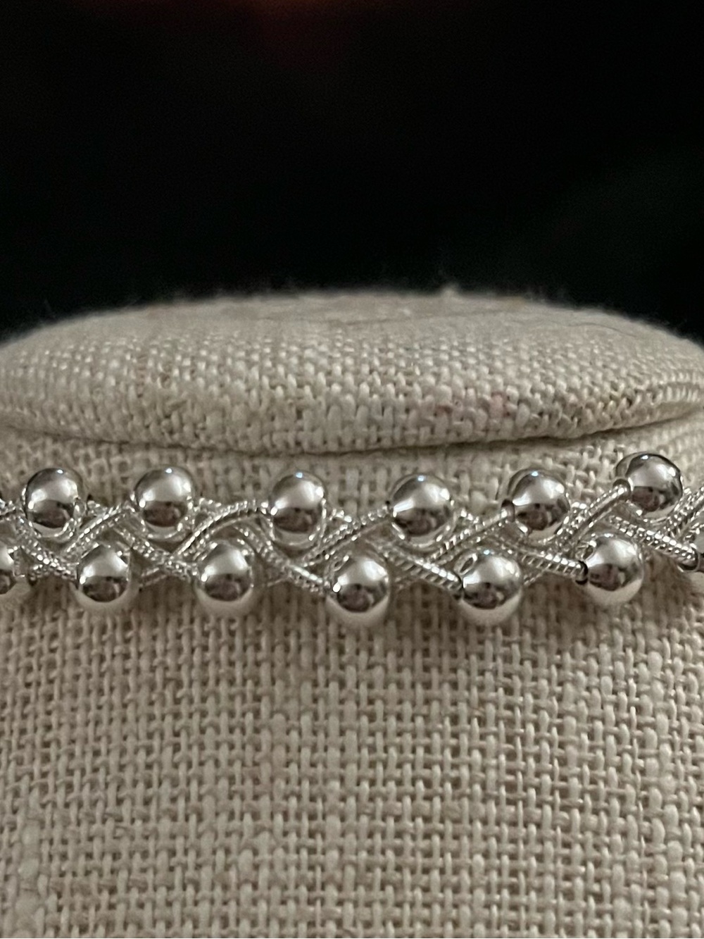 NWOT Silver Beaded Woven Bracelet -
